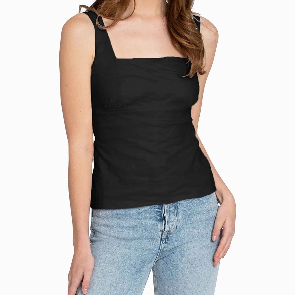 NWT Nicole Miller Metal Square Neck Black Camisole
